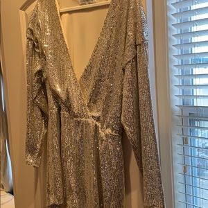 Sequin long sleeve romper